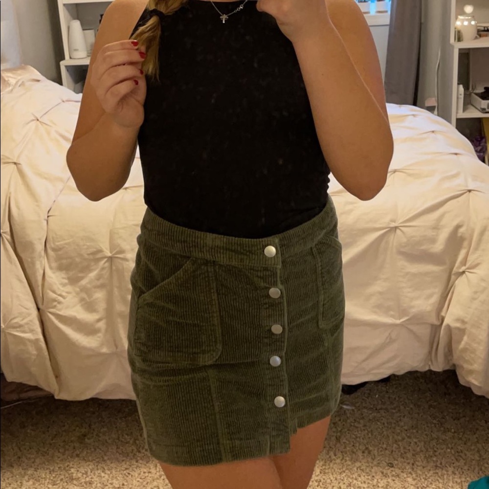 green corduroy skirt with button!